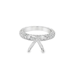 Nelson Lady's White 18 Karat Pave Diamond Shank/Head Ring Mounting