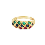 Estate 3 Row Ruby, Sapphire, And Emerald Band