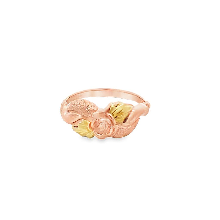 Tri-Color 10 Karat Polished/Granular/Diamond Cut Black Hills Gold Rose