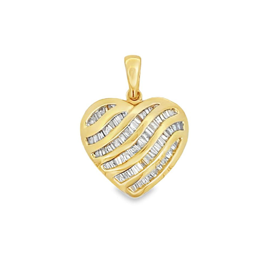 Yellow 14 Karat 28.20X21.05mm 6 Row Channel Set Diamonds Estate Jewelr