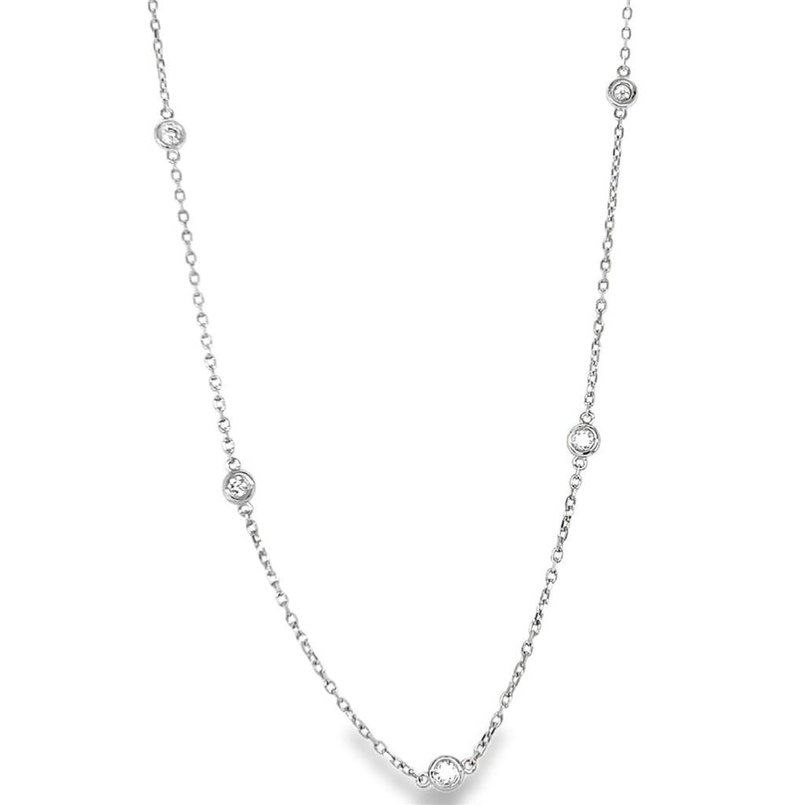 Lady's White 14 Karat Diamond Cut Bezel By-The-Yard Necklace Length 18