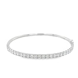Lady's White 18 Karat Hinged Tennis Bangle Bracelet Length 7 23 = 2.33