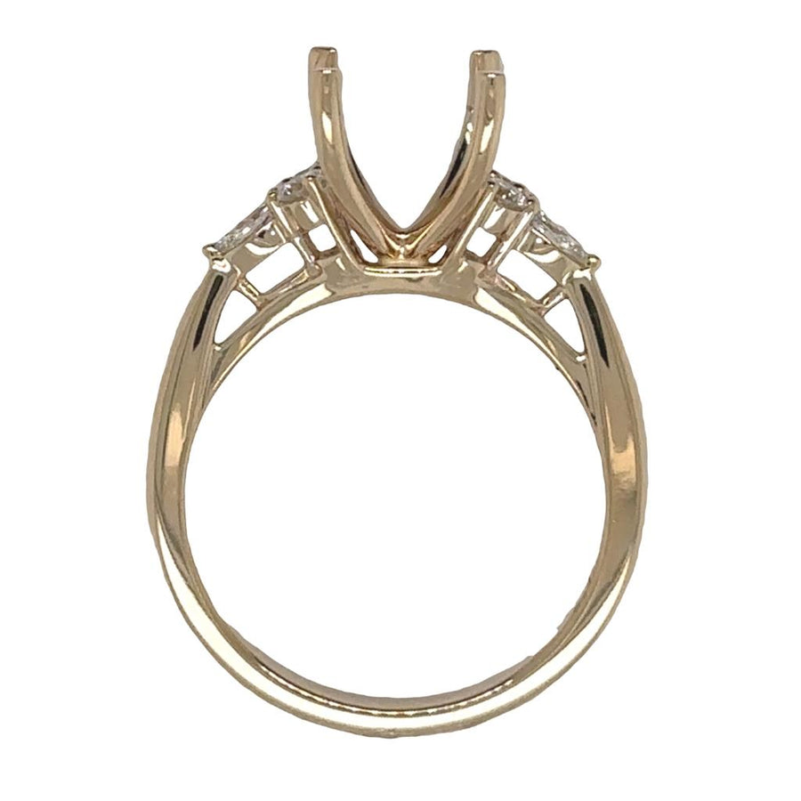 Lady's Yellow 14 Karat Accented Semi-Mount Ring Size 6.5 With 2 = 0.13
