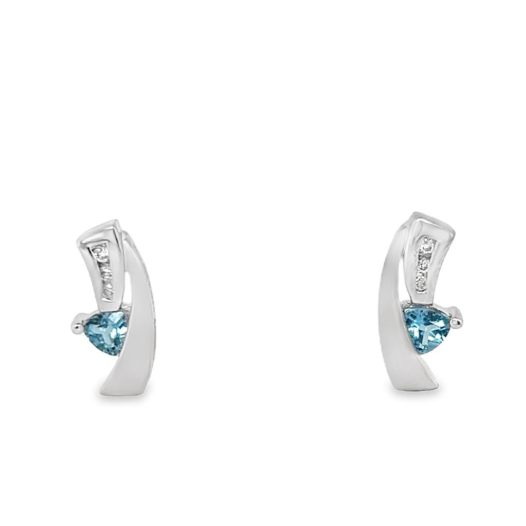 Estate Satin/Polished Blue Topaz and Diamond Studs