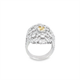 Estate Yellow and White Diamond Filigree Ring