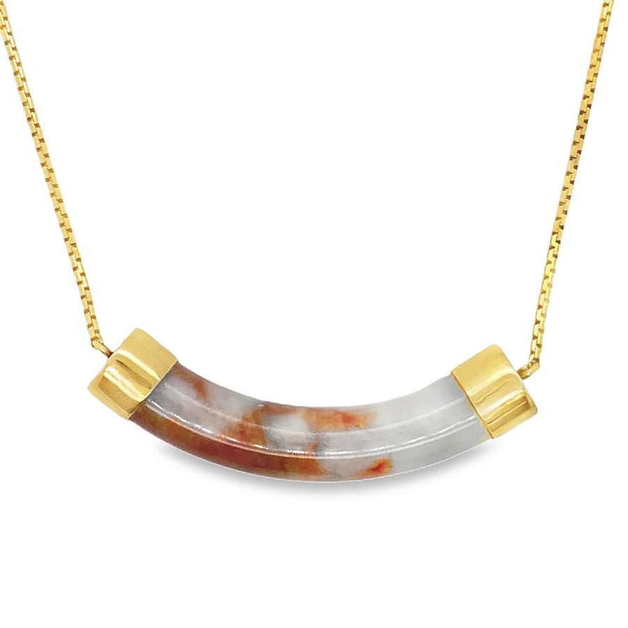 Estate White and Brown Jadeite Bar Necklace