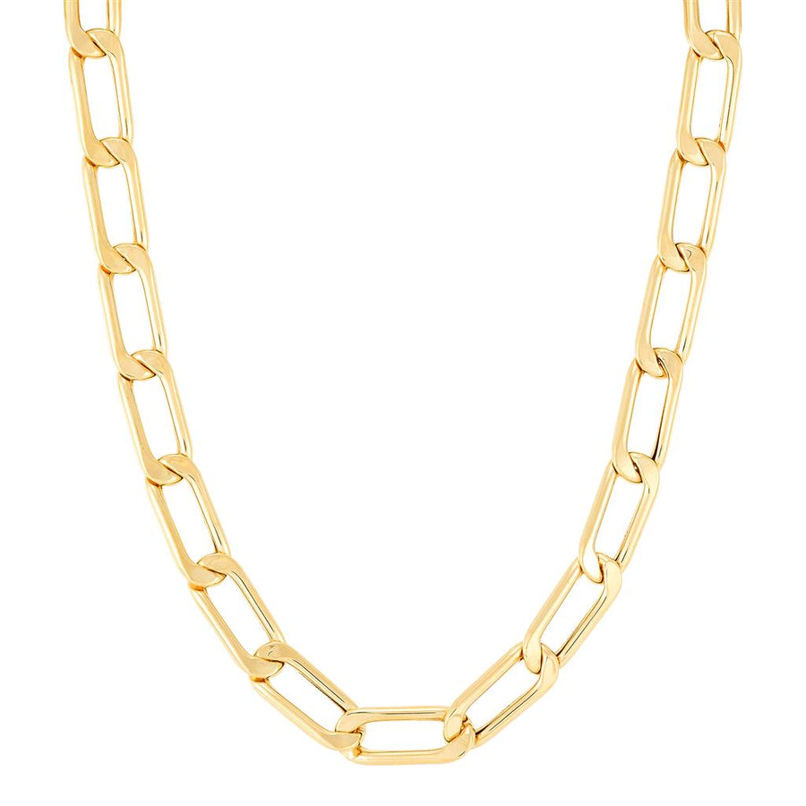 Yellow 14 Karat 6.5Mm Hollow Paperclip Gold Necklace Chain Length 20 G