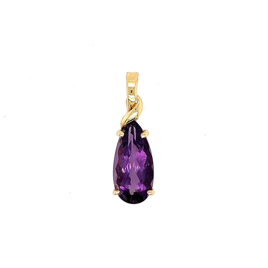 Yellow 14 Karat Amethyst Enhancer Pendant Estate Jewelry With One 4.36Ct Pear Moderately Strong Purple Amethyst
Gram Weight: 2.93