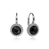 Gabriel & Co. Silver 925 Sterling Silver Onyx Bujukan Round Shape Leverback Earrings With Pattern