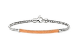 White Sterling Silver JH Essentials 2.5mm Bracelet with Treated Orange
