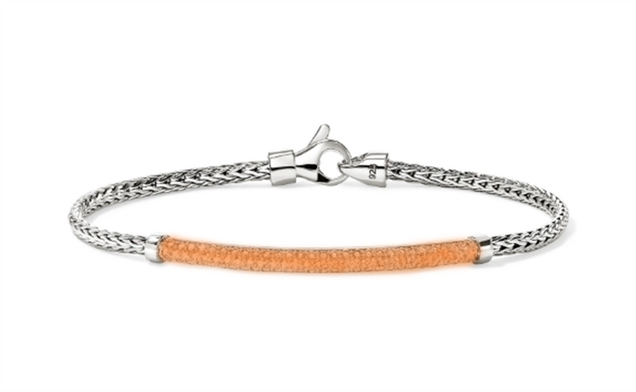 White Sterling Silver JH Essentials 2.5mm Bracelet with Treated Orange