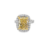 Lady's Two-Tone 18 Karat Cushion Halo Engagement Ring Size 6.5 With On