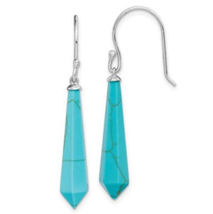 Quality Gold Sterling Silver Rhodium-plated Created Turquoise Dangle Earrings