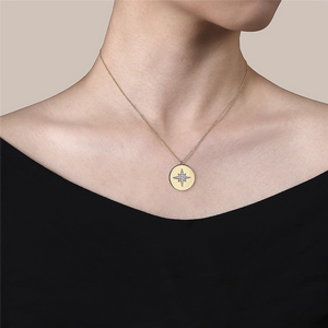 Gabriel & Co. Fashion 14K Yellow Gold Diamond Star Medallion Necklace