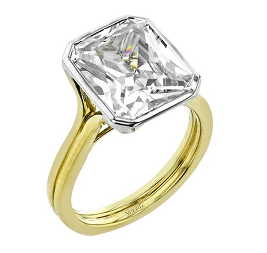 Simon G. Two-Tone Ribbed Split Shank Bezel Engagement Ring Mounting