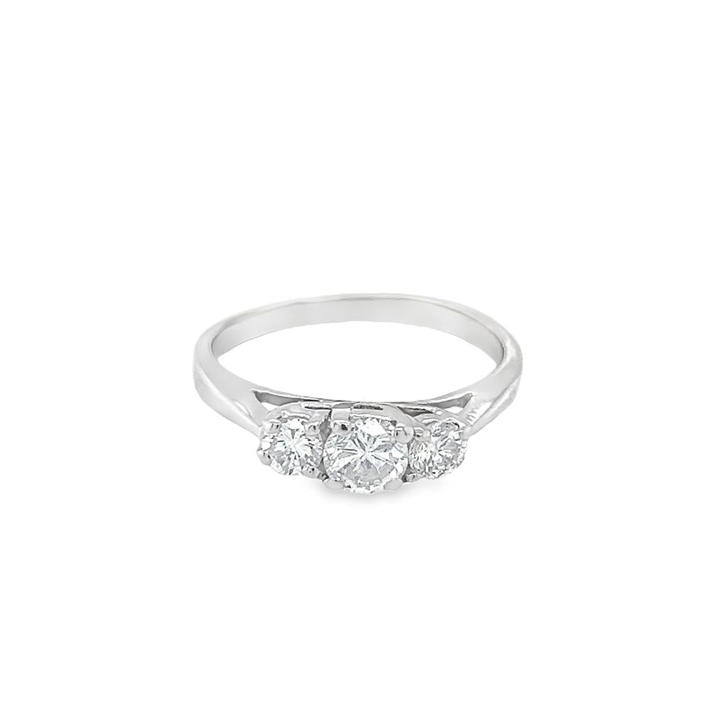 White Platinum 3 Stone Cathedr