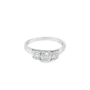 White Platinum 3 Stone Cathedr