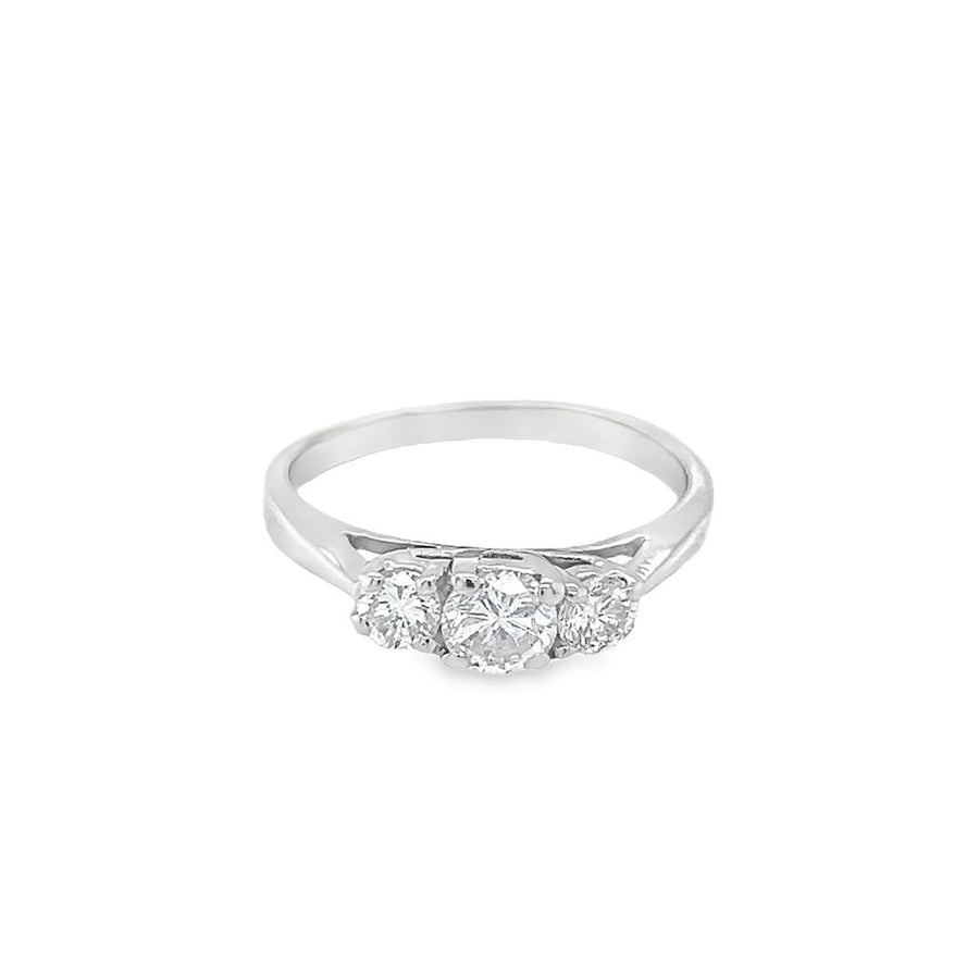 White Platinum 3 Stone Cathedr