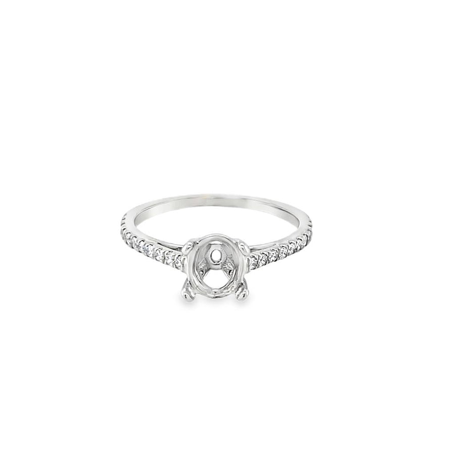 White 14 Karat Accented Cathedral Diamond Engagement Ring Semi-Mount E