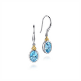 Lady's Two-Tone Sterling Silver/14 Karat Bezel Set Oval Drop Earrings