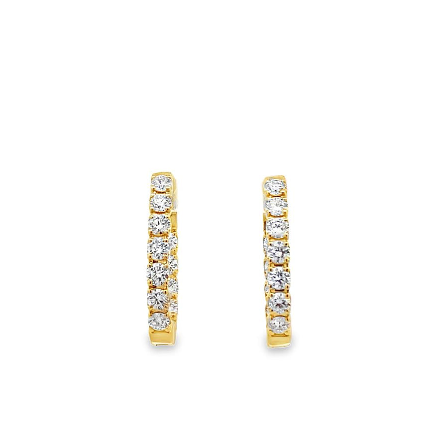 18 Karat Yellow Gold  Oval Inside/Outside Hoop Earrings Estate Memo Wi