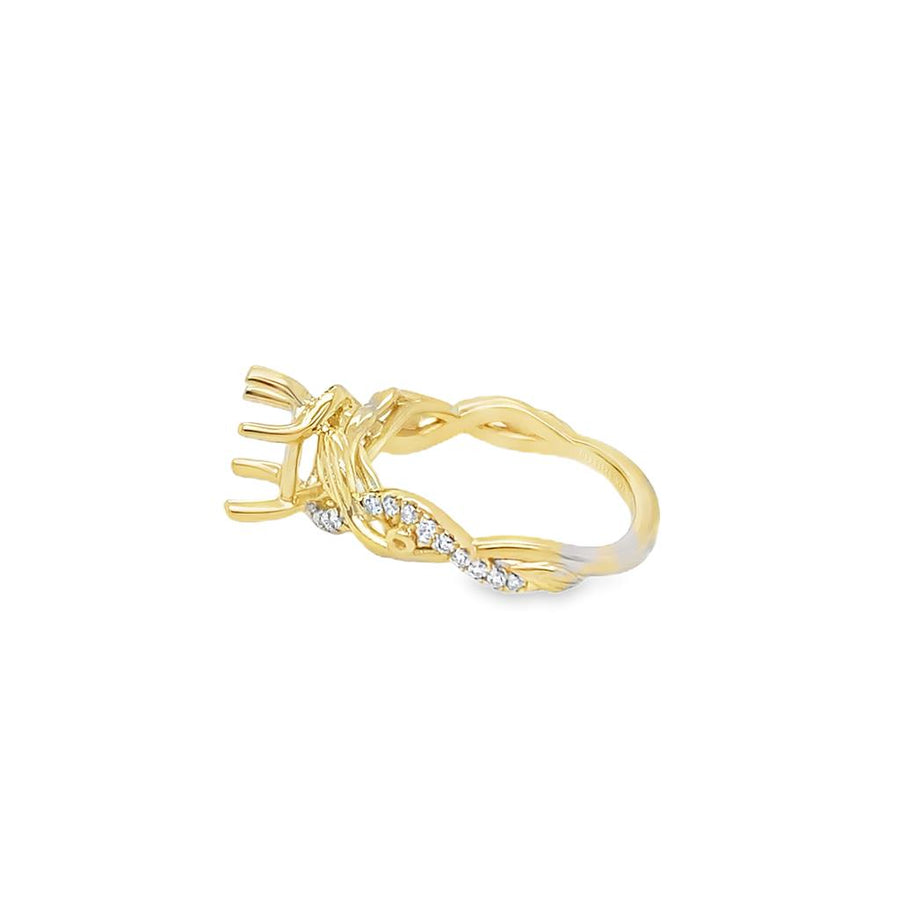 Lady's Yellow 14 Karat Floral Nouveau Ring Size 6.5 With 30 = 0.19TW R
