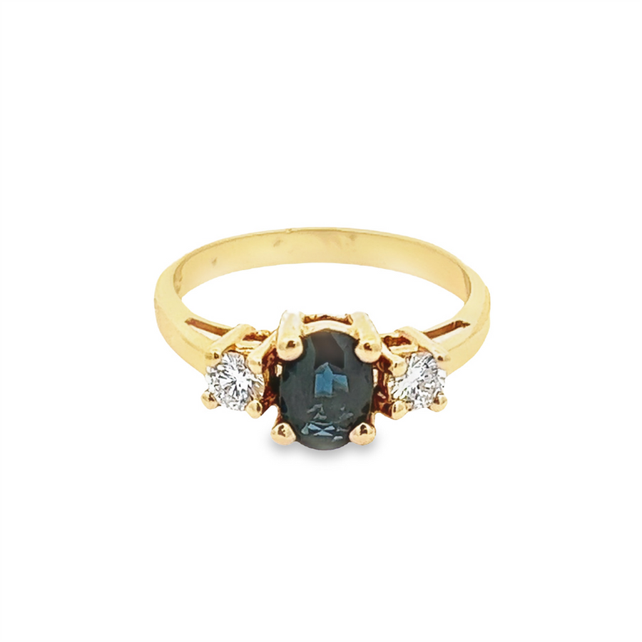 Estate Sapphire and Diamond Three Stone Ring