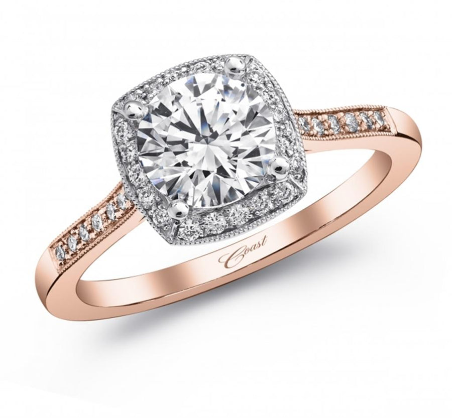 Coast Diamond Milgrain Fine Pave Diamond Halo Ring Mounting