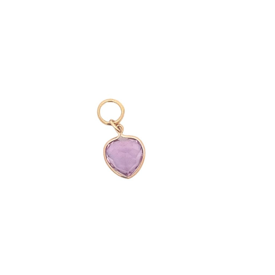 Yellow 14 Karat Amethyst Heart Charm