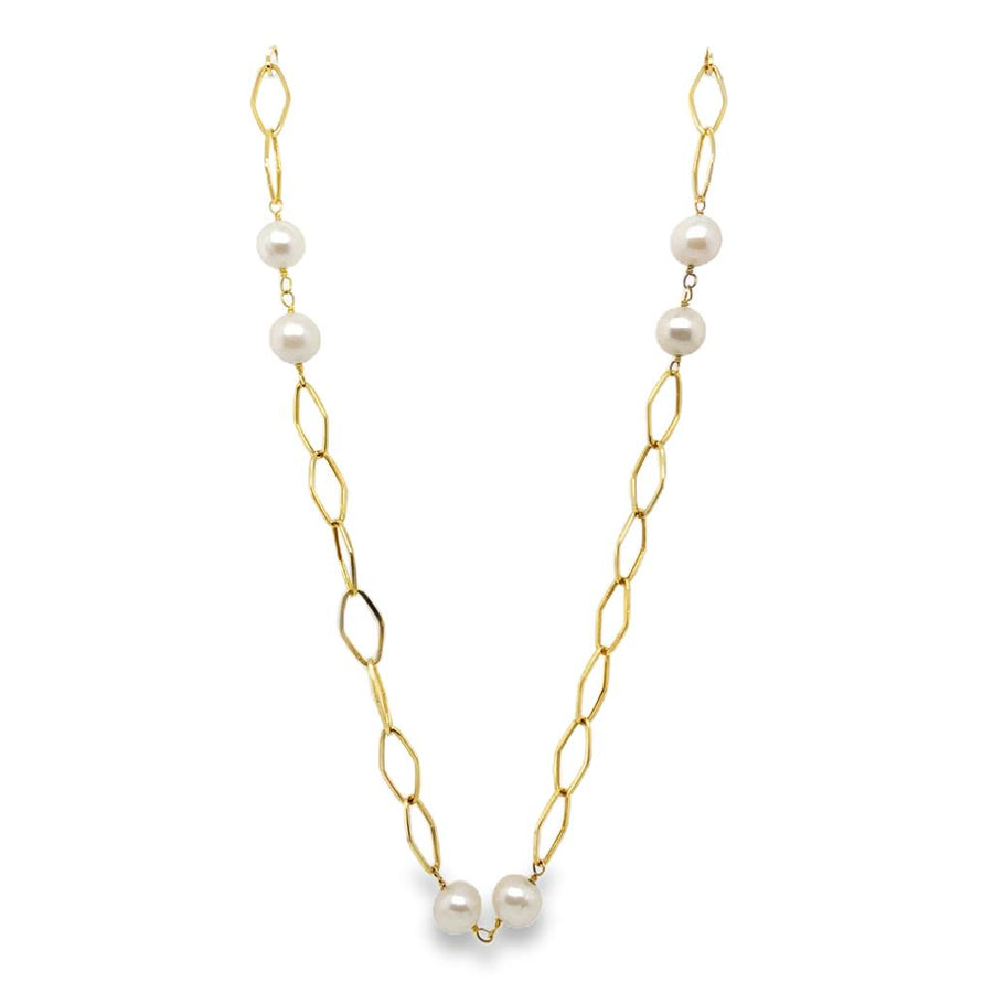 Estate Pearl Station Link Necklace