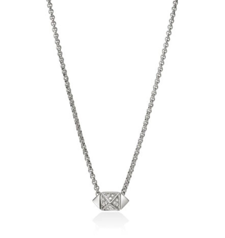 Sterling Silver Icon Stud Necklace On A 1.5Mm Rolo Chain Adjustable Le