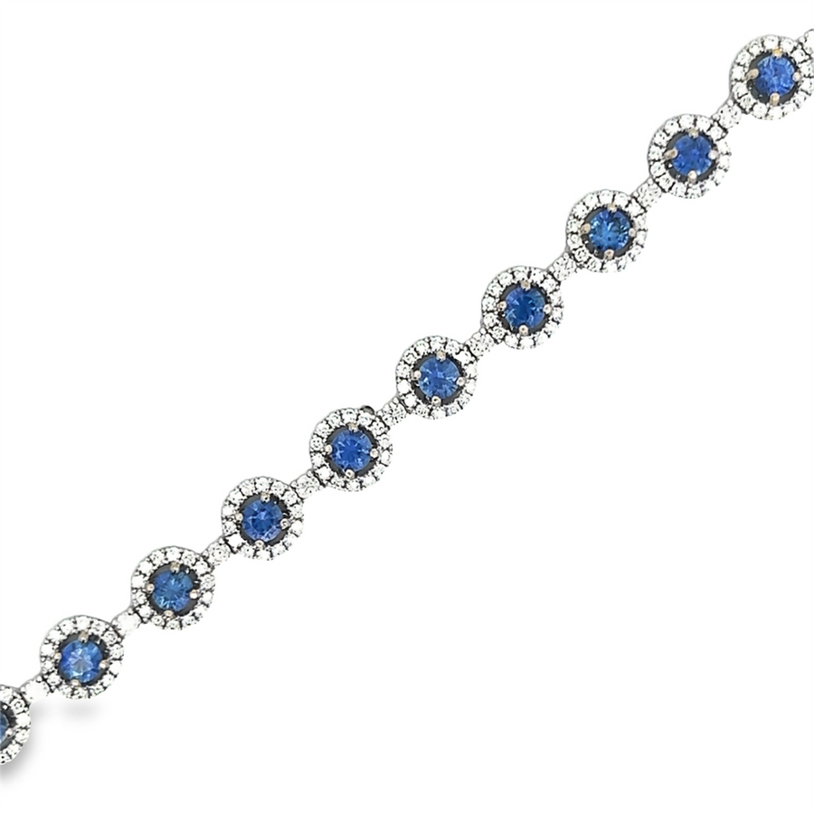 Sapphire & Diamond Halo Line Bracelet