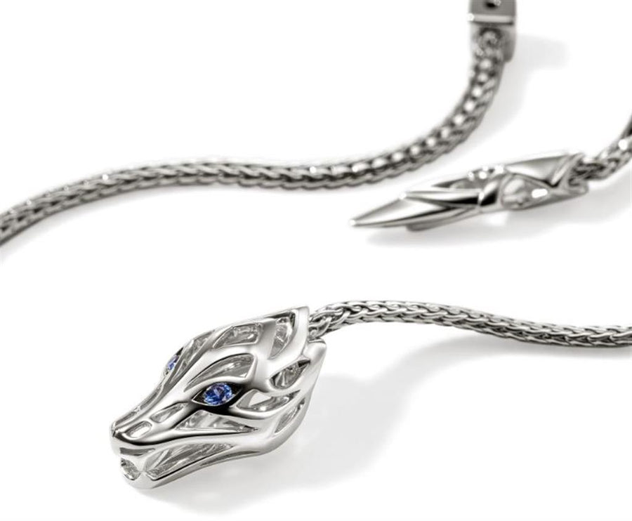 John Hardy Naga Drop Earrings With Blue Sapphire Eyes