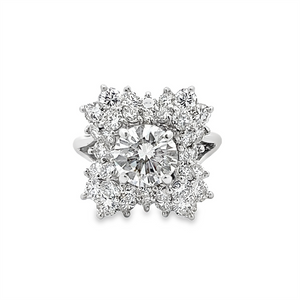 Estate Round Center Diamond Cluster Ring