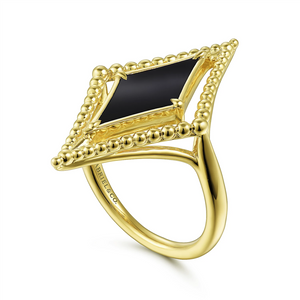 Gabriel & Co. Fashion 14K Yellow Gold Onyx Rhombus Bujukan Ring