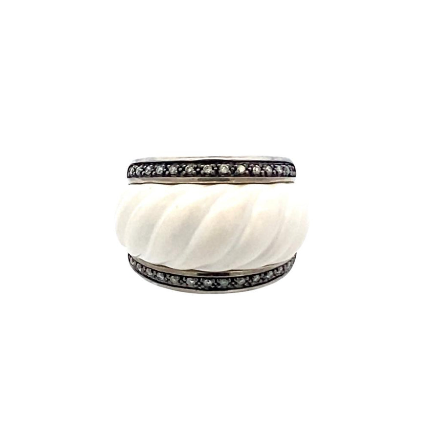 David Yurman Sculpted White Onyx and Diamond Ring