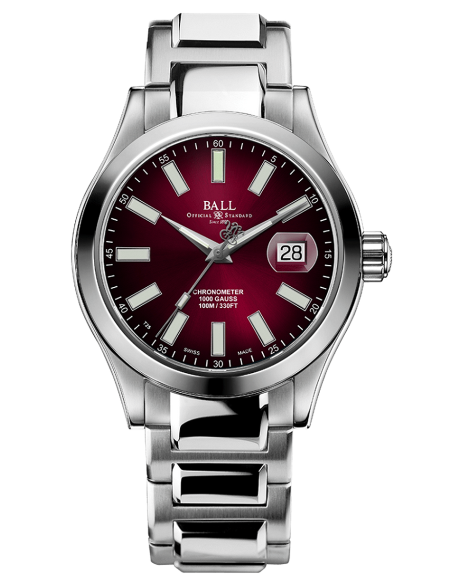 White Stainless Steel 40mm Engineer III Marvelight Watch with Burgundy