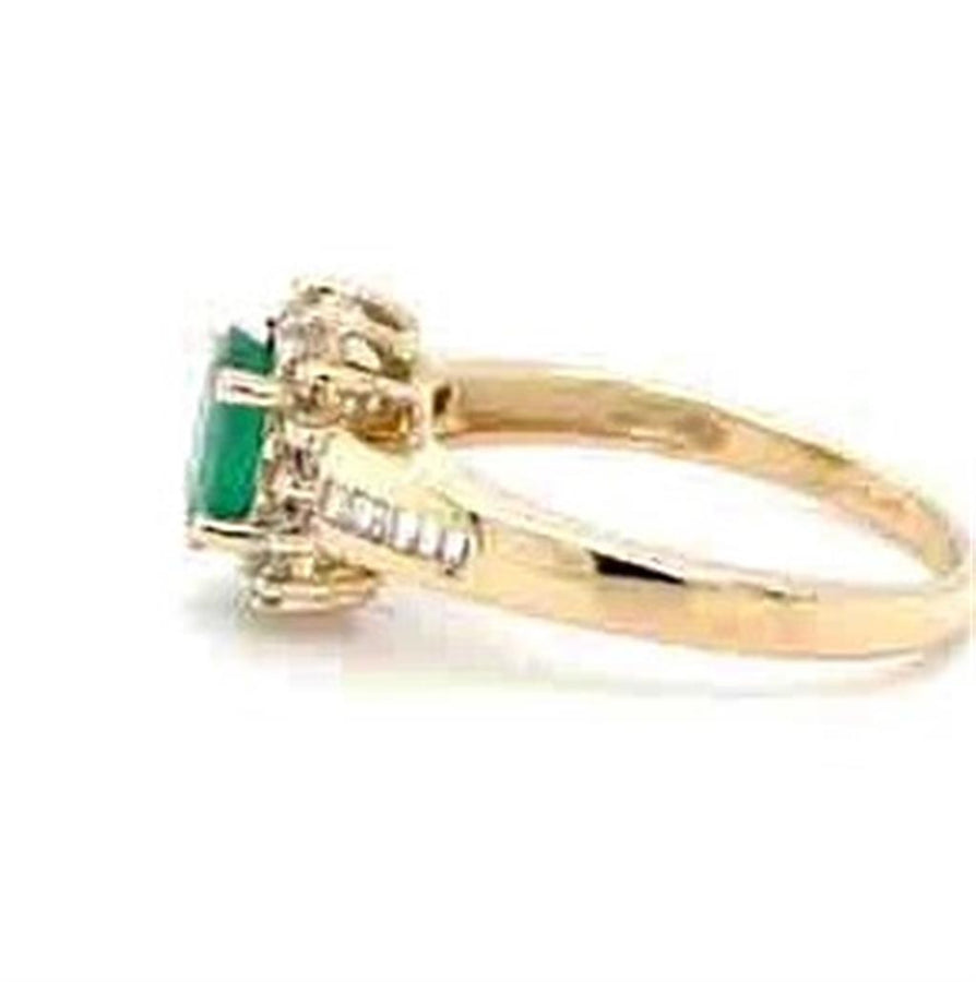 Yellow 10 Karat Emerald And Diamond Halo Ring Estate Jewelry Size 7 Wi