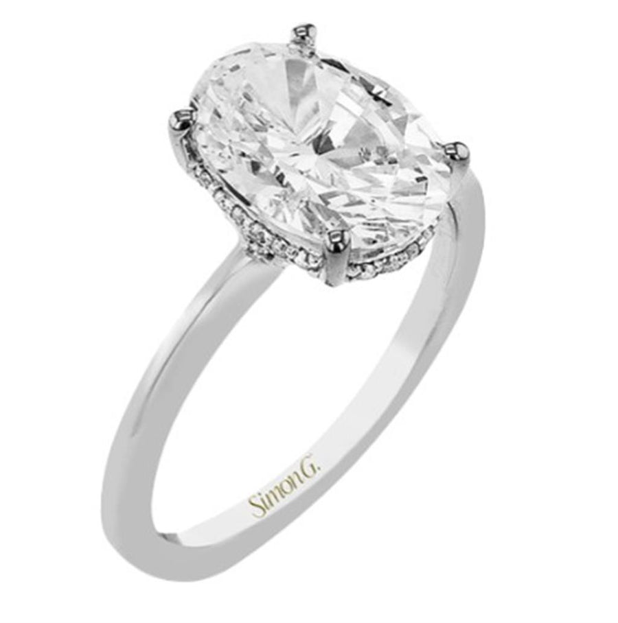 Platinum Oval Hidden Halo Semi-Mount with 18 = 0.07tw Round G VS1/VS2