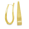 Yellow 14 Karat Polished/Brushed Elongated Oval Hoop Earrings Estate Jewelry Gram Weight: 10.91