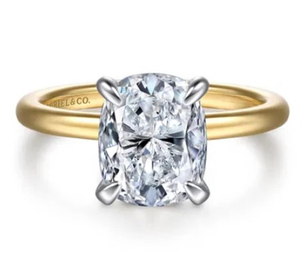 Lady's Two-Tone 14 Karat Hidden Halo Ring Size 6.5 16 = 0.06tw Round G