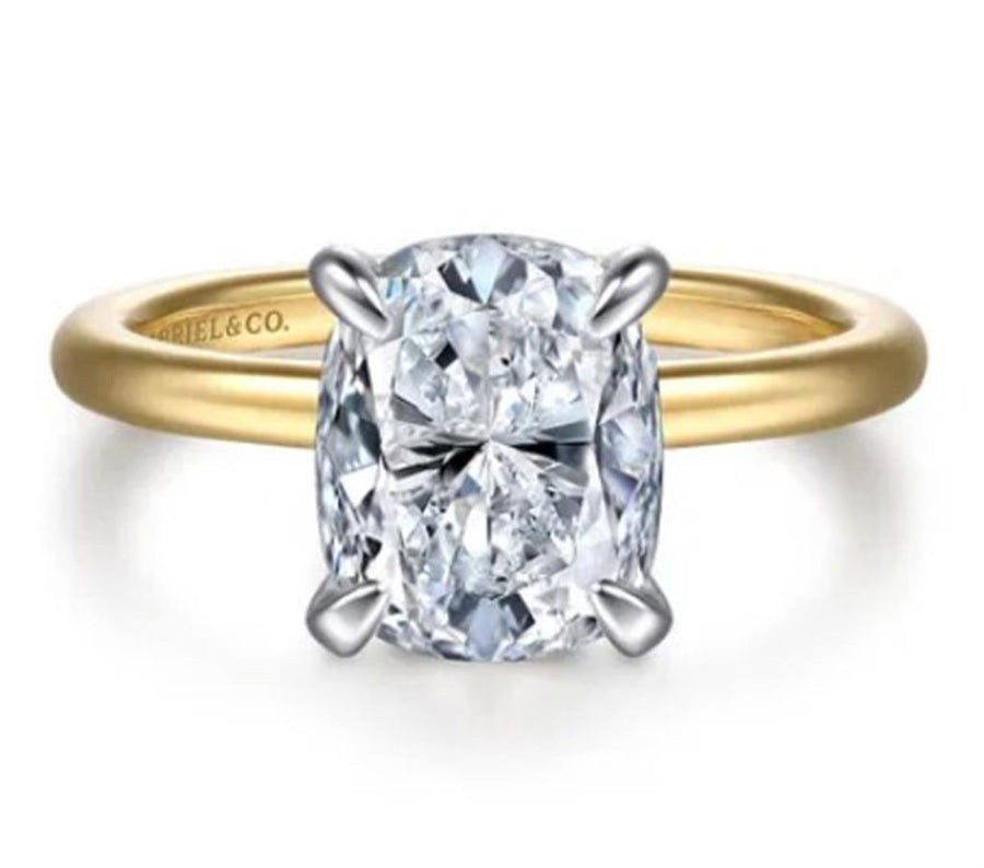 Lady's Two-Tone 14 Karat Hidden Halo Ring Size 6.5 16 = 0.06tw Round G