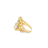 Yellow 14 Karat Wide Band With 3 Elongated Tennessee Pearls Estate Jew