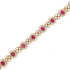 Estate Yellow Gold 18 Karat Unheated Ruby & Diamond Bracelet