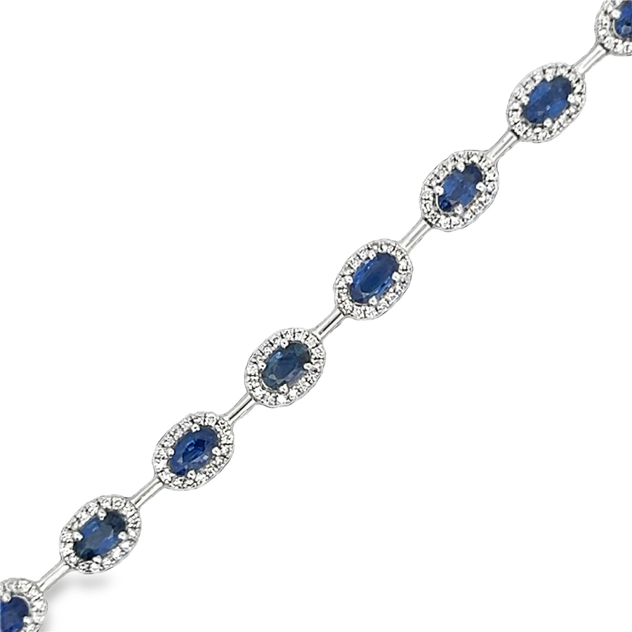 Estate Sapphire & Diamond Halo Line Bracelet