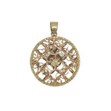 Tri-Color 14 Karat Diamond Cut 29.40mm Double Sided Ornate Cross Penda