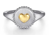 Two-Tone Silver/14K Bujukan Heart Medallion Ring Size 6.5 Designer: Ga