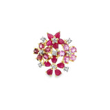 Yellow 14 Karat Floral Pink Sapphire, Pink Tourmaline, Ruby, And Diamo