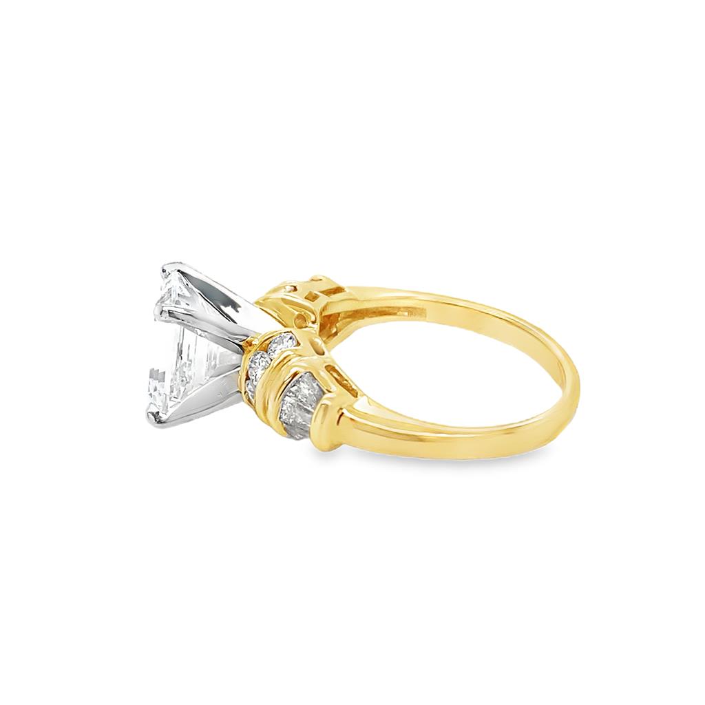 14 Karat Yellow Emerald Cut Diamond Engagement Ring Estate Jewelry Siz