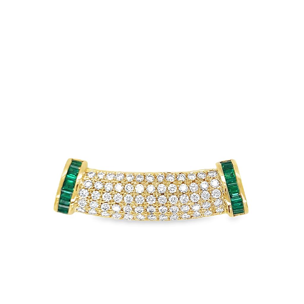 Yellow 18 Karat Diamond And Emerald Omega Slide Enhancer Estate Jewelr